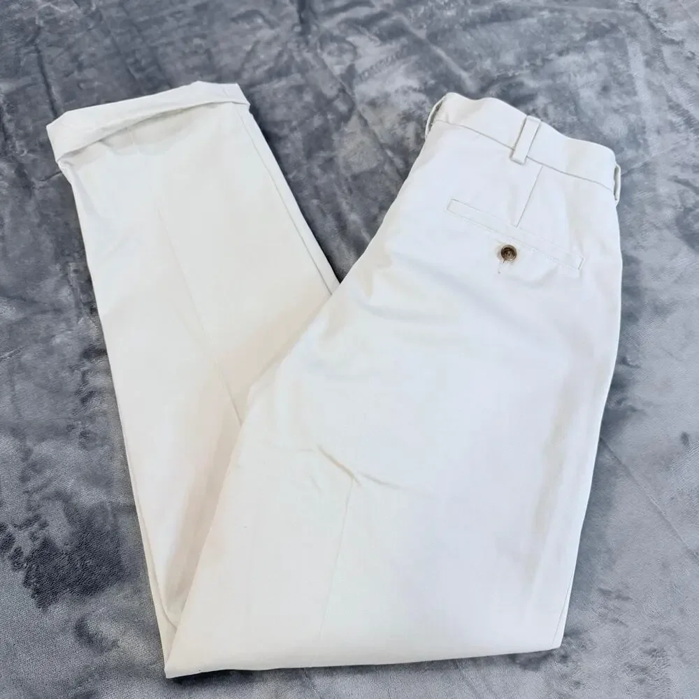 Brooks Brothers Off-White Pleated Chinos